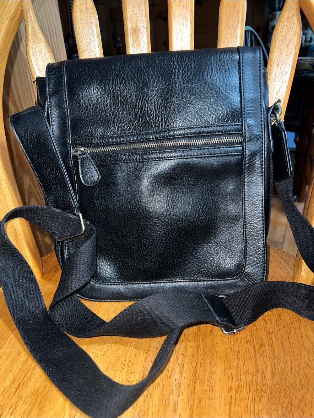Vintage Aldo Classic Black Vegan Leather Crossbody Messenger Bag for Men
